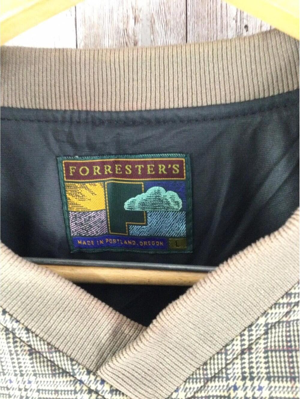 Vtg Forrester's Men’s L Brown Plaid The Dunes Golf Pullover Windbreaker Pockets - Picture 3 of 5